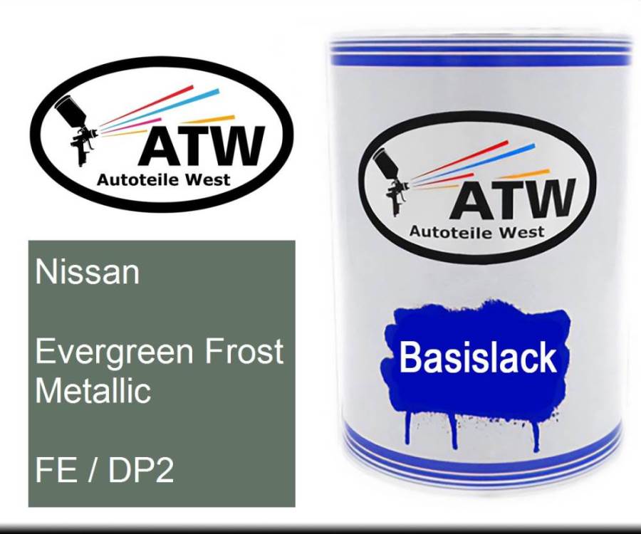 Nissan, Evergreen Frost Metallic, FE / DP2: 500ml Lackdose, von ATW Autoteile West.